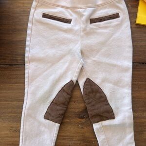 Hope & Henry Kids Light Pink Riding Leggings with Brown Knee Patch Accents